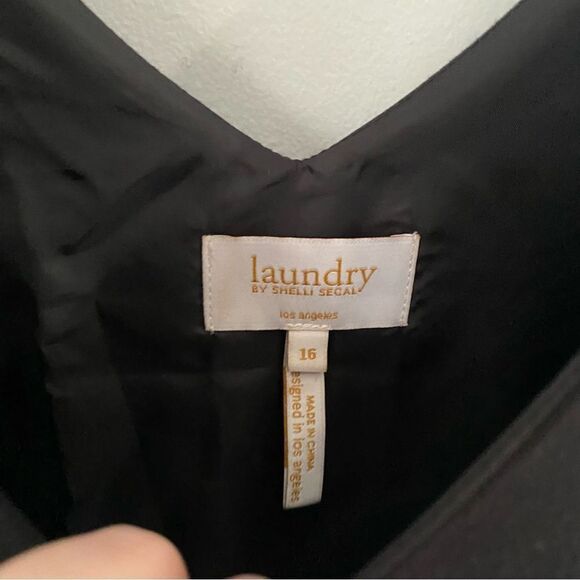 Laundry by Shelli Segal Women's V-Neck Grommet Trim Dress Black 16 - Picture 2 of 3
